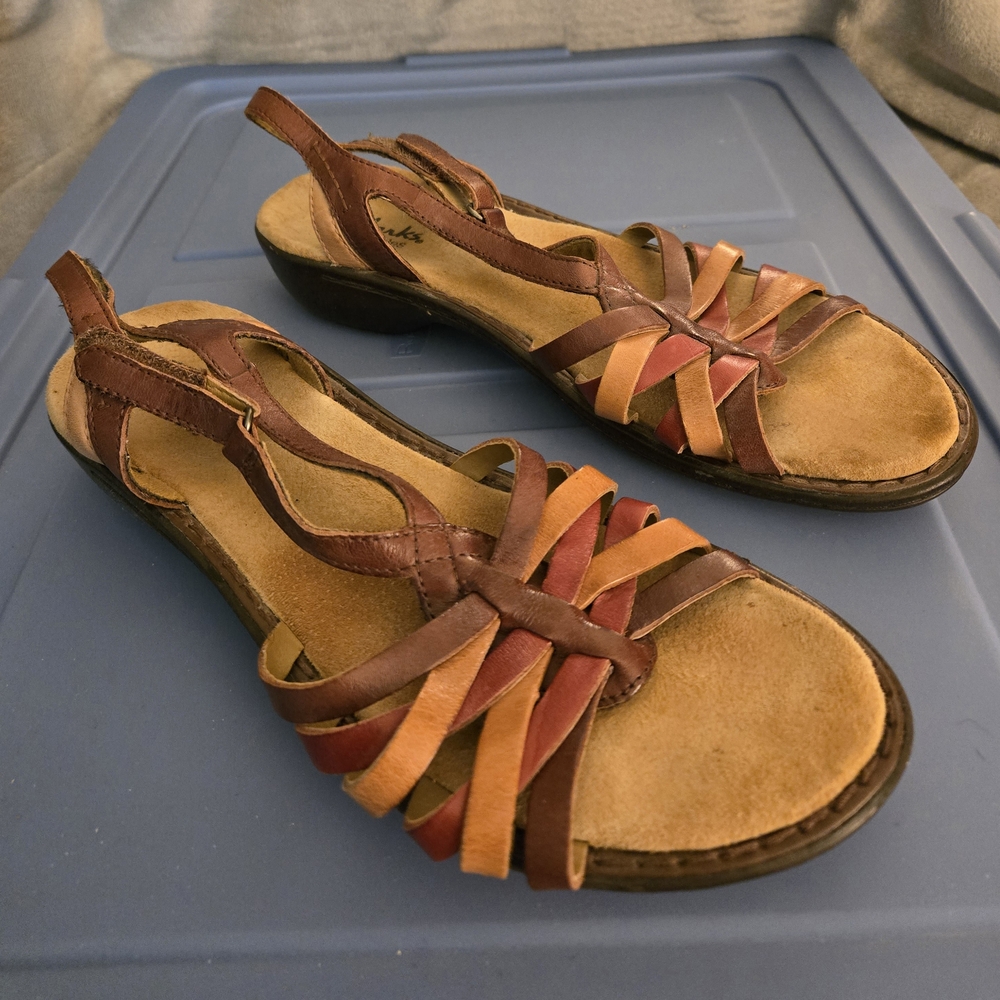 Clarks Women's Brown and Orange Sandals